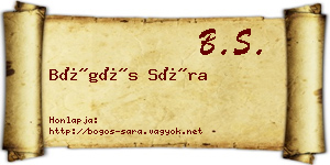 Bögös Sára névjegykártya